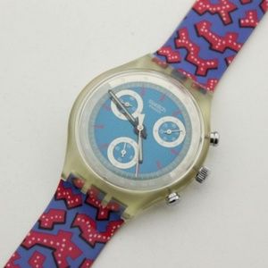 Vintage 1993 Chrono Swatch Watch Wild Card SCK100